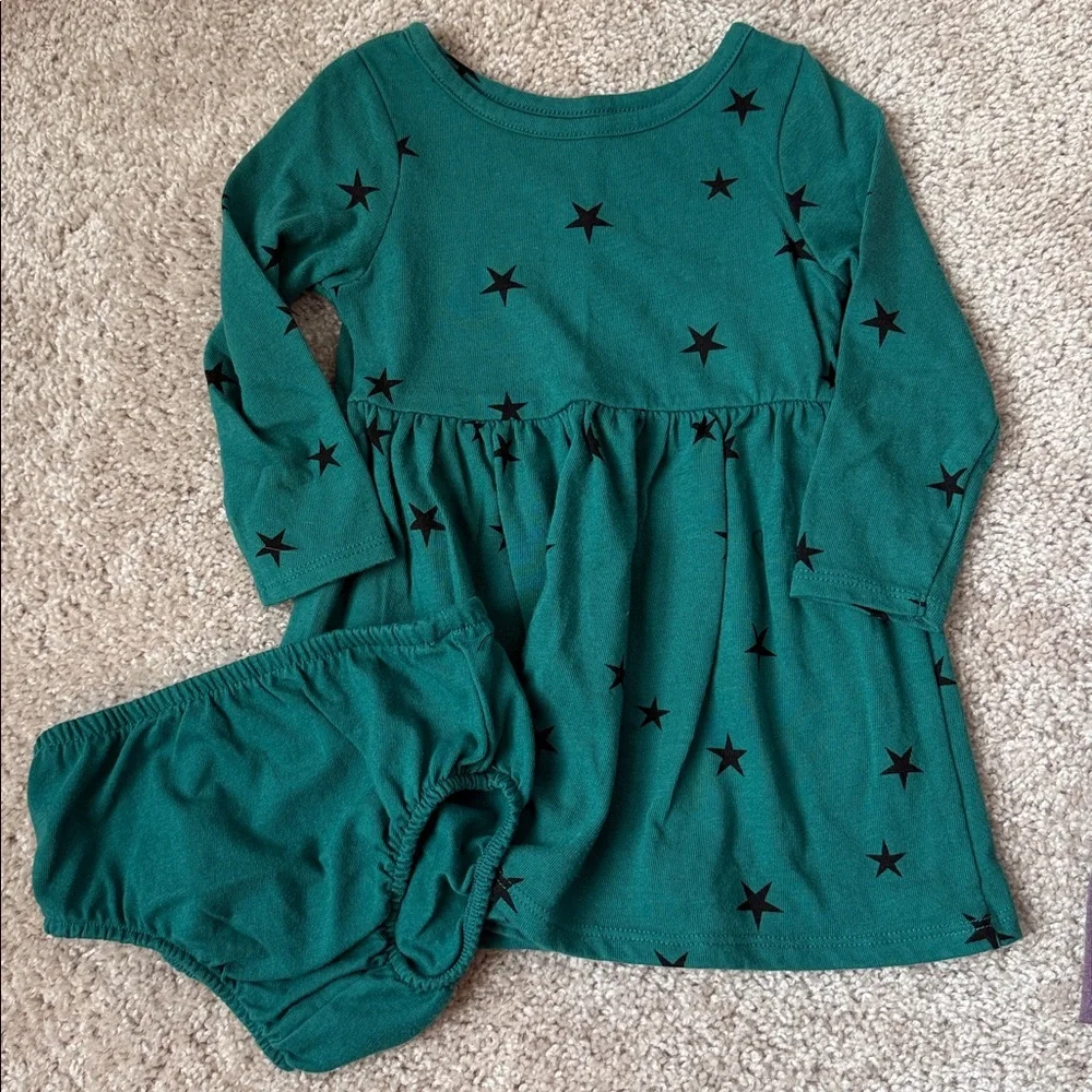 Cat and Jack set of 3 long sleeve dresses with diaper covers, size 18 months - Picture 2 of 5